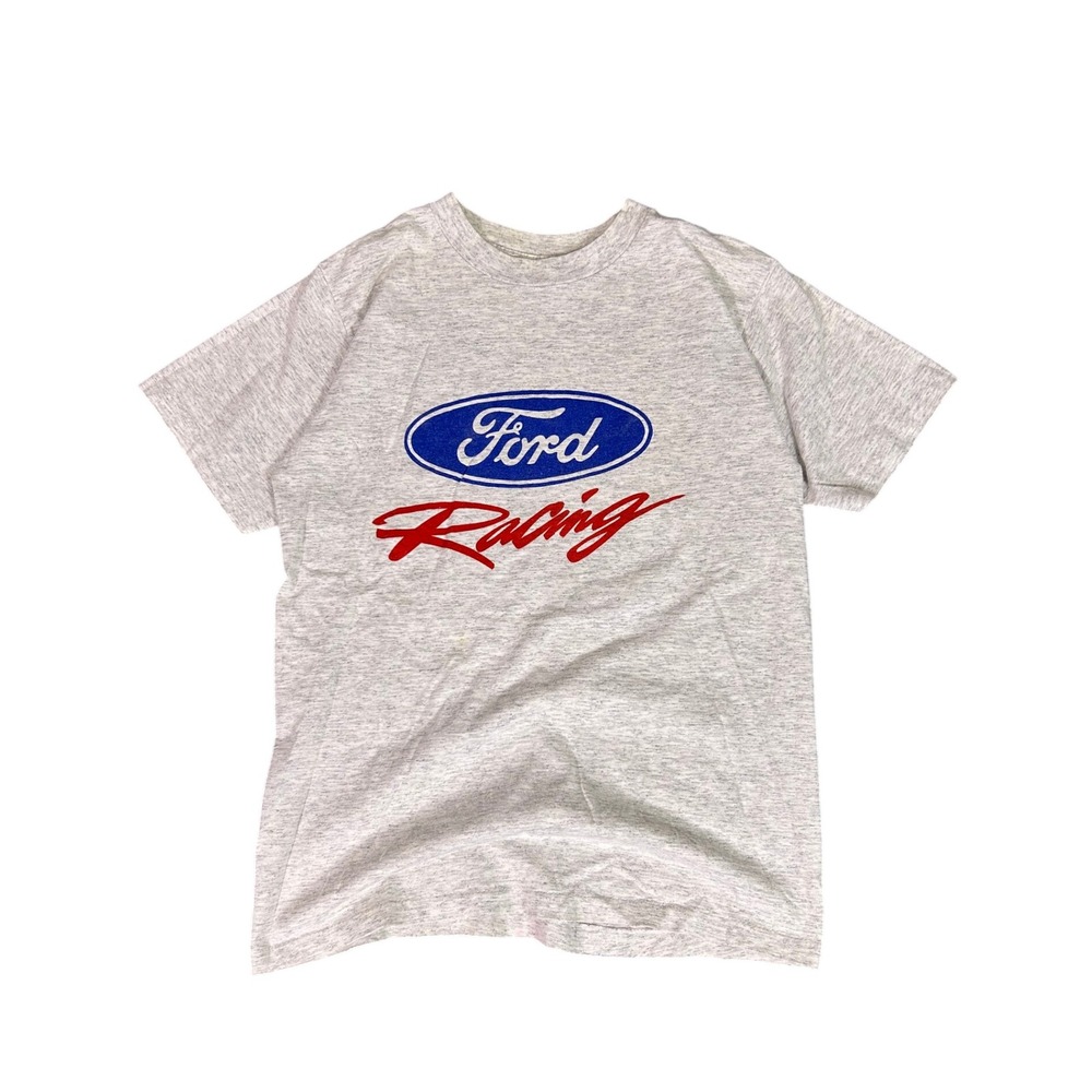 Vintage Ford Racing T Shirt Gray Short Sleeve Graphic Tee Men's M